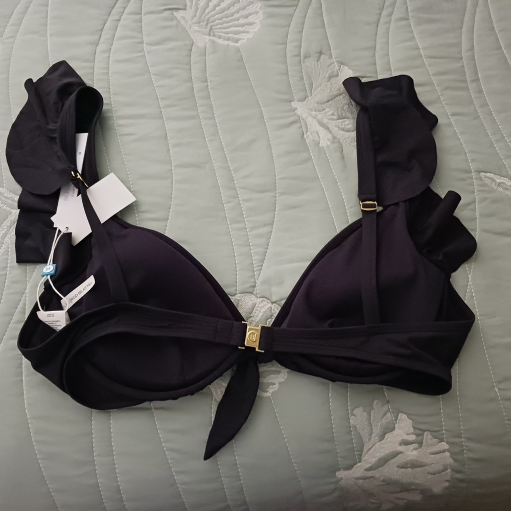 Bleu Rod Beattie Black Ruffled Bikini Top